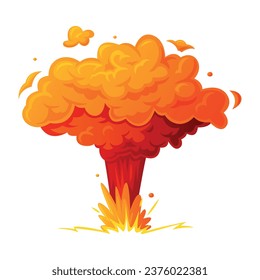 Bomb Explosion Bright Orange Cloud Vector Illustration