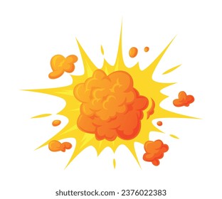 Bomb Explosion Bright Orange Cloud Vector Illustration