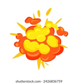 Bombenexplosionsblasen-Ausleger mit Flamme, Feuerspuren und explosiver Energie Vektor-Illustration