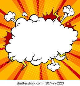 Bomb explosion cloud pop art retro vector illustration. Comic book style imitation.