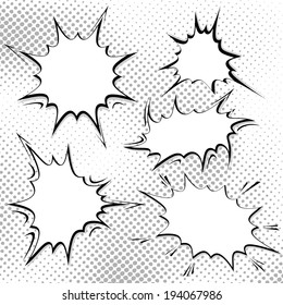 Bomb explosion comic style templates. Vector illustration