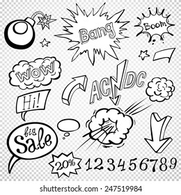 Bomb explosion comic style templates. Vector illustration wow
