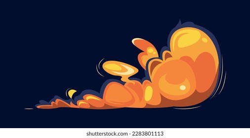 Bomb explosion concept. War and destruction, blast and burst. Design element for game and mobile app development. Template, layout and mock up. Cartoon flat vector illustration