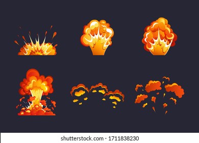 Bomb Explosion Fire Explosion Cartoon Set Stock Vector (Royalty Free ...