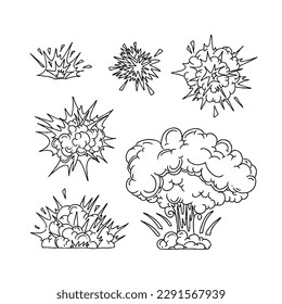 bomb explosion handrawn doodle illustrations vector set