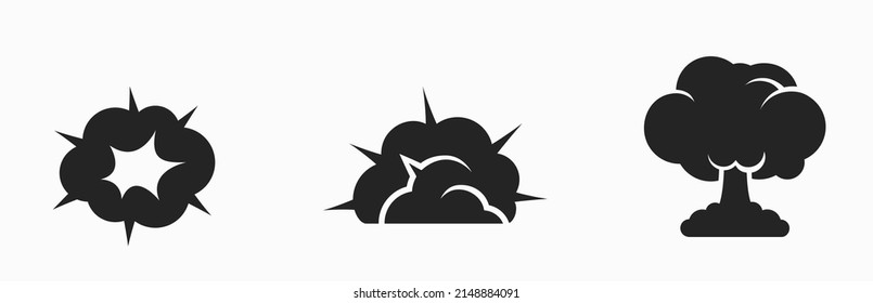bomb explosion icon set. war and blast symbols. isolated vector images in simple style