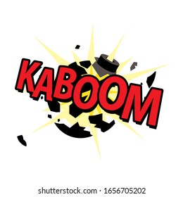 bomb explosion, kaboom inscription, comic book style, vector illustration