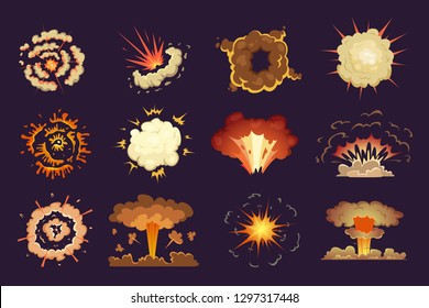 爆弾爆発 モーション抽象的な爆風の火と雲の爆発したベクター画像アニメコレクション のベクター画像素材 ロイヤリティフリー