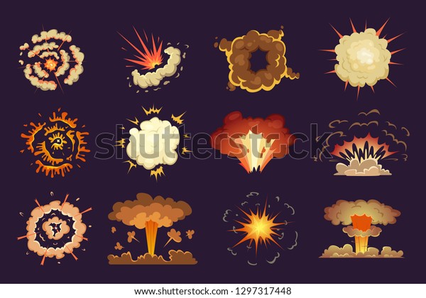 爆弾爆発 モーション抽象的な爆風の火と雲の爆発したベクター画像アニメコレクション のベクター画像素材 ロイヤリティフリー