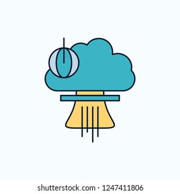 Bomb, explosion, nuclear, special, war Flat Icon. green and Yellow sign and symbols for website and Mobile appliation. vector illustration