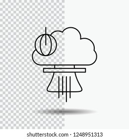 Bomb, explosion, nuclear, special, war Line Icon on Transparent Background. Black Icon Vector Illustration