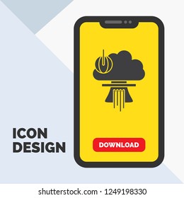 Bomb, explosion, nuclear, special, war Glyph Icon in Mobile for Download Page. Yellow Background