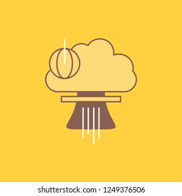 Bomb, explosion, nuclear, special, war Flat Line Filled Icon. Beautiful Logo button over yellow background for UI and UX, website or mobile application