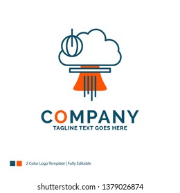 Bomb, explosion, nuclear, special, war Logo Design. Blue and Orange Brand Name Design. Place for Tagline. Business Logo template.