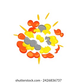 Bomb explosion radial clouds with clouds and strips of particles and fire effects vector illustration