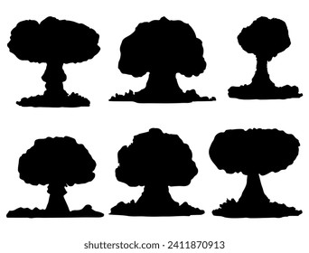 Bomb Explosion silhouette vector art white background