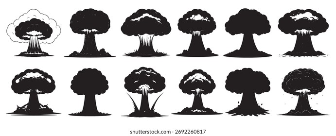 bomb explosion silhouette white background