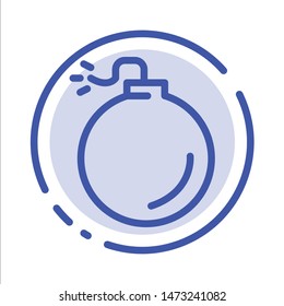 Bomb, Explosive, Explosion Blue Dotted Line Line Icon