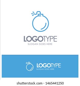 Bomb, Explosive, Explosion Blue Logo Line Style. Vector Icon Template background