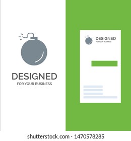 Bomb, Explosive, Explosion Grey Logo Design and Business Card Template. Vector Icon Template background