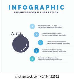 Bomb, Explosive, Explosion Infographics Presentation Template. 5 Steps Presentation