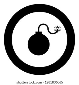 Bomb explosive military Anicent time bomb Weapon with fire spark concept advertising boom icon black color vector illustration flat style simple imagein circle round