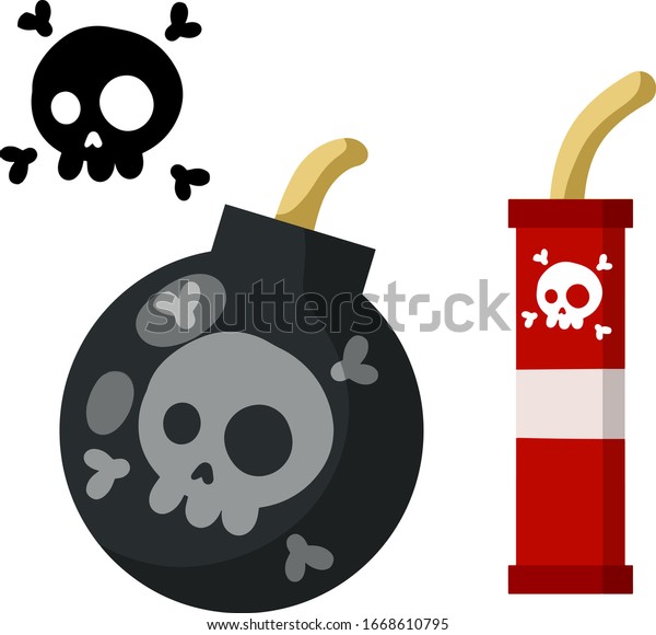 Bomb Explosive Objects Set Dangerous Elements Stock Vector (Royalty ...