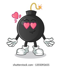 bomb fall in love mascot vector cartoon illustration