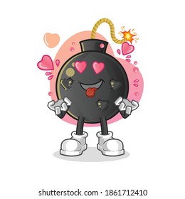 bomba fallin vector de amor. personaje de caricatura