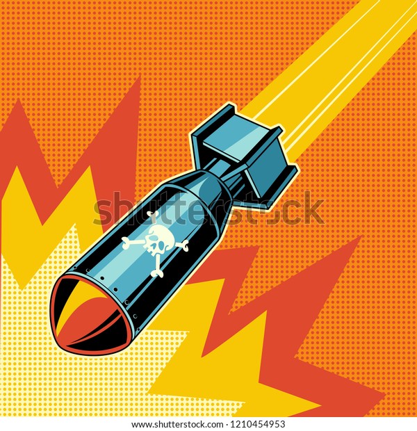 Bomb Falling Pop Art Vector Retro Stock Vector (Royalty Free) 1210454953