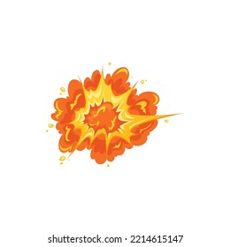 Bomb Fire Burst, Explosion Effect, Fiery Light And Rays Isolated Cartoon Icon. Vector Magic Splashes Energy Flare Spotlight And Fireball, Ui Game Design Element. Dangerous Heat Explosion Destruction