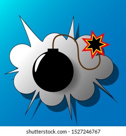 Bomb, fire ready to boom, icon, graphic, vector. 