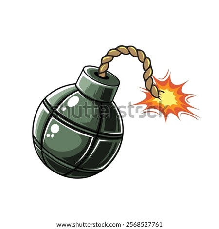 Bomb with fire vector art illustration