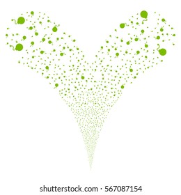 Bomb fireworks stream. Vector illustration style is flat eco green iconic symbols on a white background. Object double fountain combined from random icons.