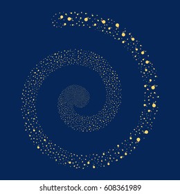 Bomb fireworks vortex spiral. Vector illustration style is flat yellow scattered symbols. Object whirlpool constructed from scattered pictograms.