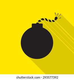 bomb flat icon with long shadow.