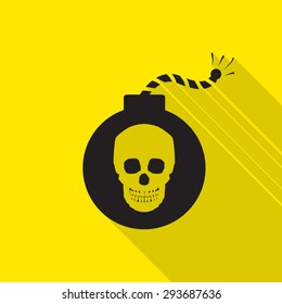 bomb flat icon with long shadow.