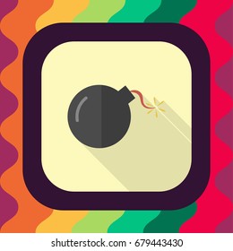 bomb flat icon with long shadow, vector illustration 