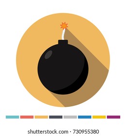 Bomb flat icon with long shadow. Vector Illustration.