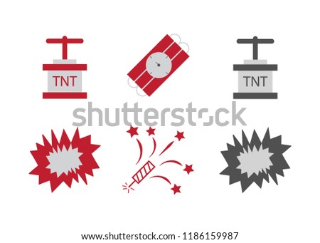 Bomb flat icons. Bombs explosion, tnt detonation pictograms