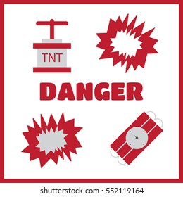Bomb flat icons. Bombs and explosives pictograms