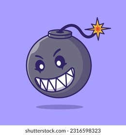 Bomb Floating Cartoon Vector Icon Illustration. Object Holiday  Icon Concept Isolated Premium Vector. Flat Cartoon Style
