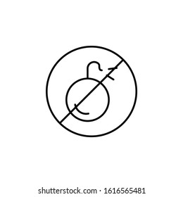bomb, forbidden, protest line icon. Elements of protests illustration icons. Signs, symbols can be used for web, logo, mobile app, UI, UX