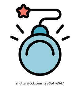 Bomb fun icon outline vector. Happy face. Delight person color flat