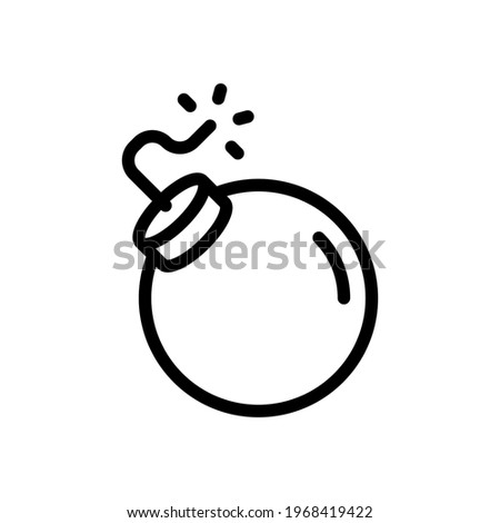 Bomb with fuse, simple icon. Black linear icon with editable stroke on white background