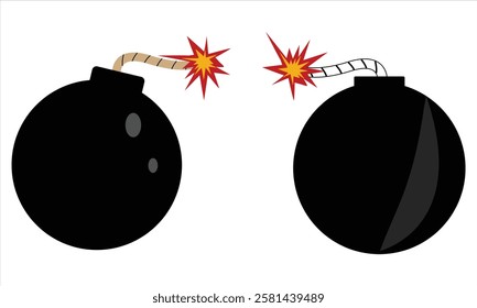 Bomb with  fuse vector  set illustration