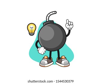 Bomb get an idea cartoon. Mascot Character vector.
