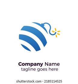 bomb globe simple professional logo design vector illustration template