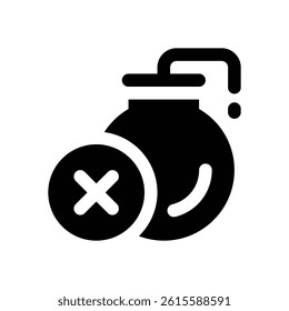 bomb glyph icon. Strong and solid vector icon for websites, mobile interfaces, presentations, and visual branding. High quality and easy to edit.