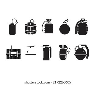iconos de bomba y granada conjunto ilustración vectorial